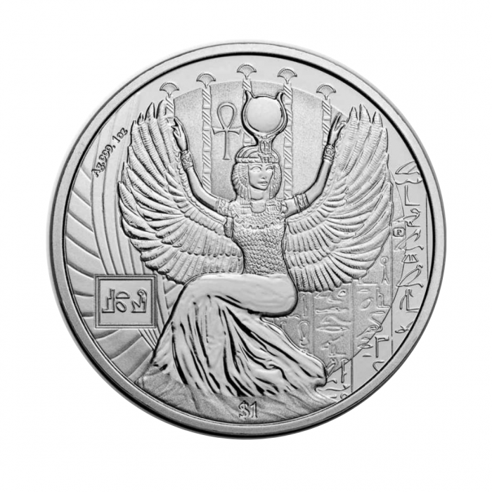 1 oz (31.10 g) sidabrinė moneta Egipto dievai Izidė, Siera Leonė 2023