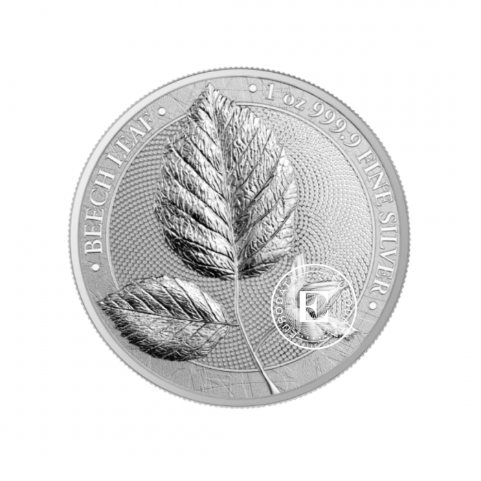 1 oz (31.10 g) sidabrinė moneta Mythical Forest - Buko lapas, Lenkija 2023 (su sertifikatu)