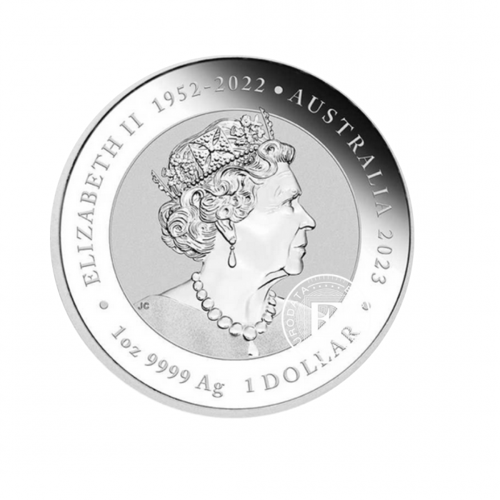 1 oz (31.10 g) sidabrinė spalvota moneta Kinijos mitai ir legendos – Drakonas ir Koi,  Australija 2023 (žalia)