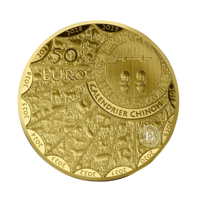 50 Eur (7.78 g) auksinė PROOF moneta Lunar - Drakonas, Prancūzija 2024 (su sertifikatu)