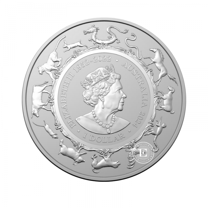 1 oz (31.10 g) sidabrinė moneta Drakono metai  (LUNAR RAM), Australija 2024