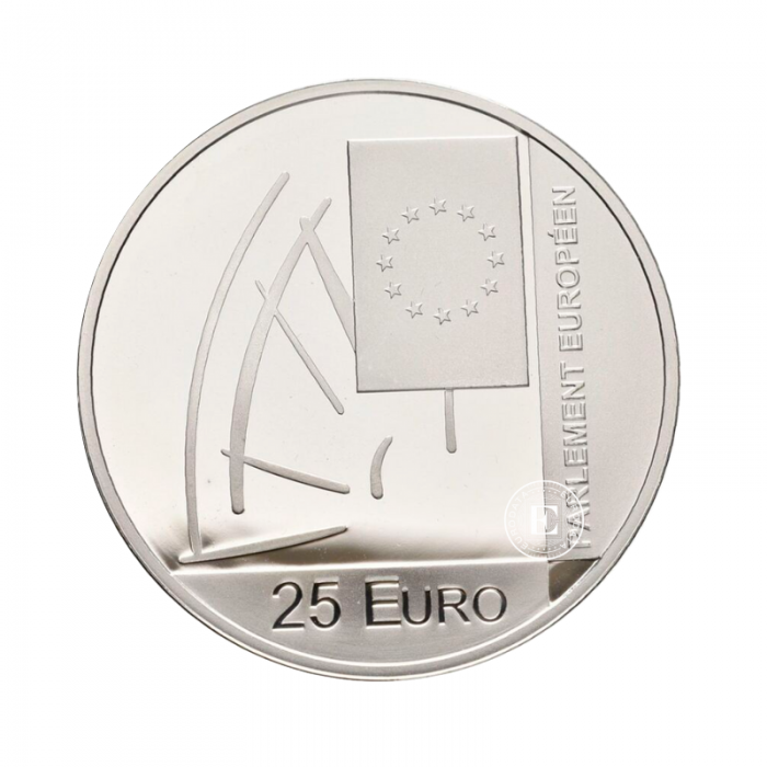 25 Eur (22.85 g) silbermünze PROOF auf der Karte The 25th anniversary of the European Parliament elections, Luxemburg 2004