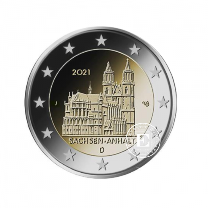 2 Eur coin Saxony Anhalt Cathedral of Magdeburg - J, Germany 2021