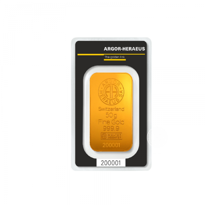 50 g lingot d'or Argor-Heraeus 999.9