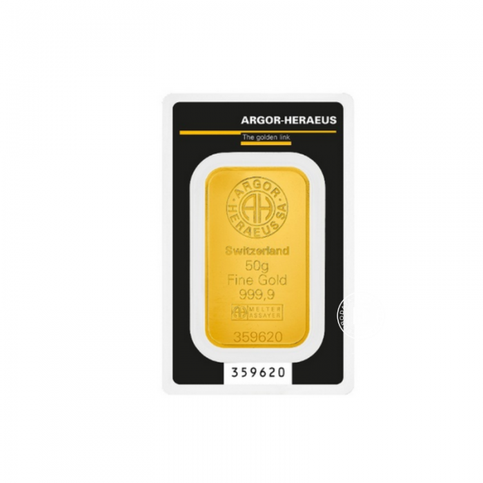 50 g gold bar Argor-Heraeus Kinebar 999.9