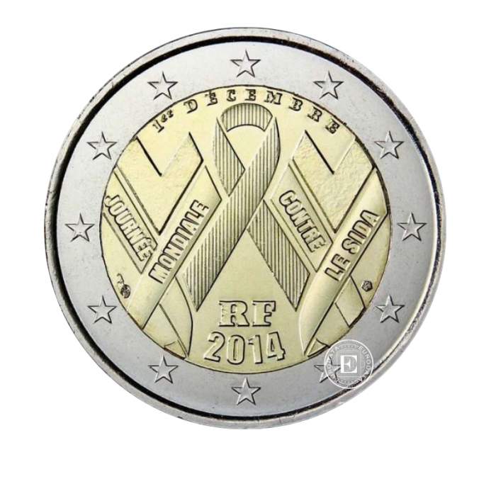 2 Eur Münze The fight against AIDS, Frankreich 2014