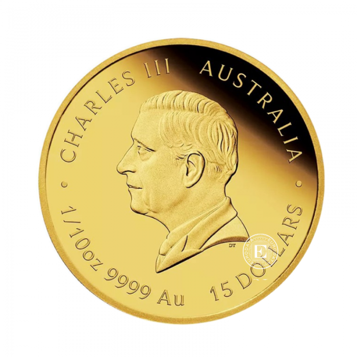 1/10 oz (3.11 g) auksinė PROOF moneta Lunar III -  Gyvatės metai, Australija 2025 (su sertifikatu)