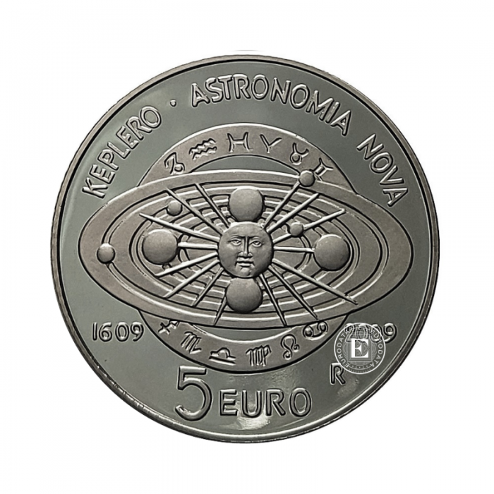 5 Eur (18 g) sidabrinė PROOF moneta Johannes Kepler, San Marinas 2009