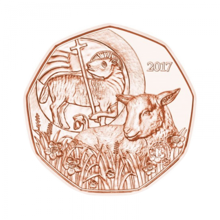 5 Eur varinė moneta Velykų avinėlis, Austrija 2017