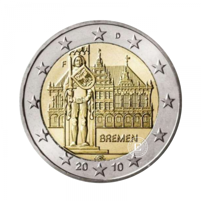 2 Eur moneta Bremenas, Vokietija 2010