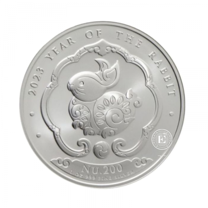 1 oz (31.10 g) silver coin Year of the rabbit, Królestwo Bhutanu 2023