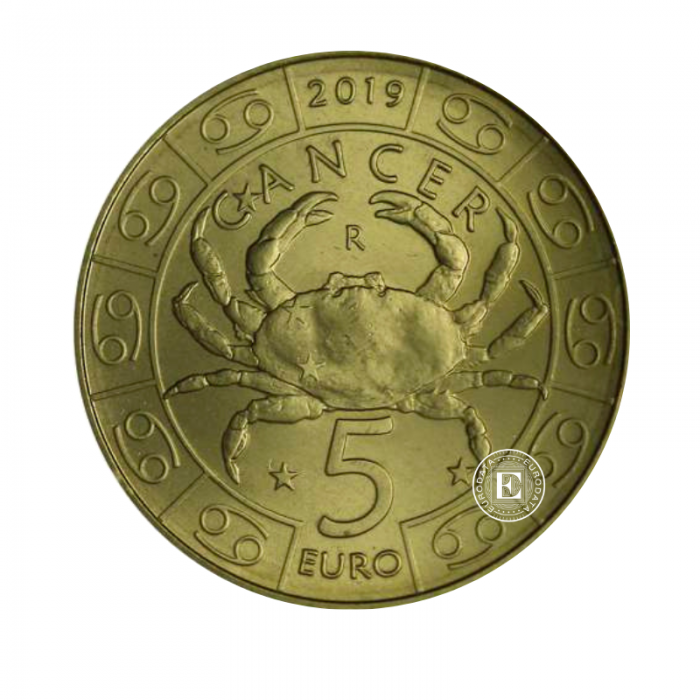 5 Eur moneta Zodiakas - Vėžys, San Marinas 2019
