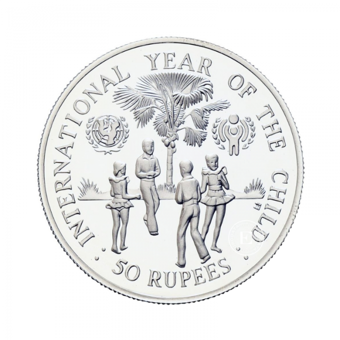 50 rupii (19.44 g) srebrna PROOF moneta International Year of the Child, Wyspy Seszele 1980