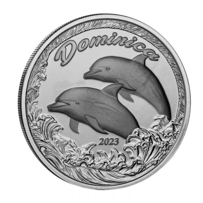 1 oz (31.10 g) sidabrinė moneta EC8 Dominica -  Delfinas, Rytų Karibų Salos 2023