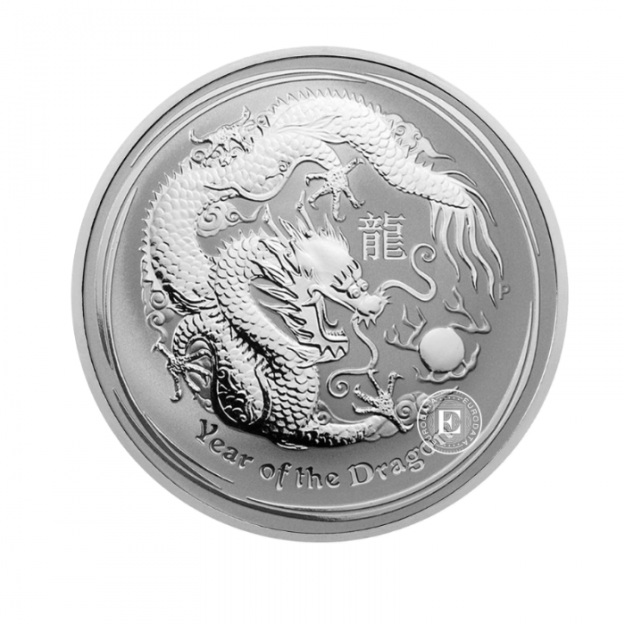 1 oz (31.10 g) silbermünze Lunar II - Year of  Dragon, Australien 2012 (mit Zertifikat)