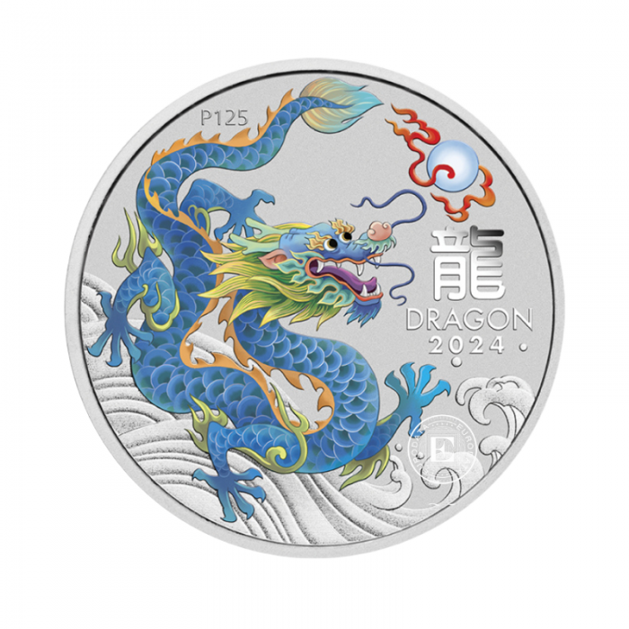 1/2 oz (15.55 g) silbermünze farbig  Lunar III - Year of  Dragon, Australien 2024 (Violett)