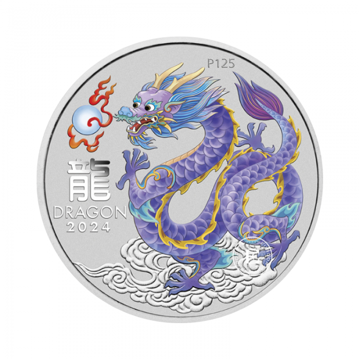 1/2 oz (15.55 g) srebrna  kolorowa moneta Lunar III -  Dragon, Australia 2024 (lilac)