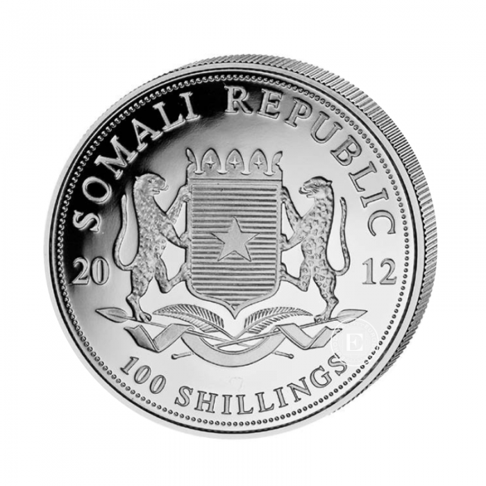 1 oz (31.10 g) srebrna moneta Afrykańska przyroda - Słoń, Somalia 2012