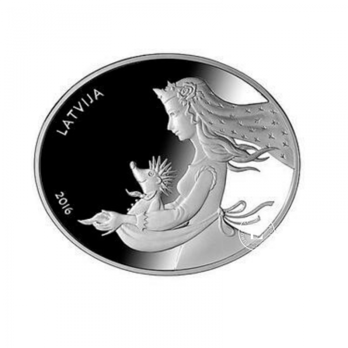 5 Eur (28.28 g) silver PROOF coin Fairy tale - Hedhehog's coat, Latvia 2016