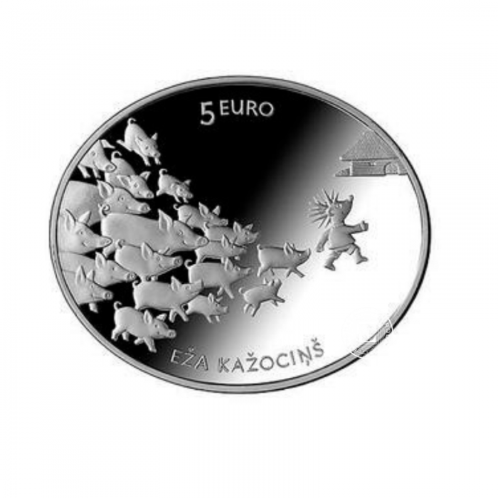 5 Eur (28.28 g) sidabrinė PROOF moneta Pasakos - Ežiukas, Latvija 2016