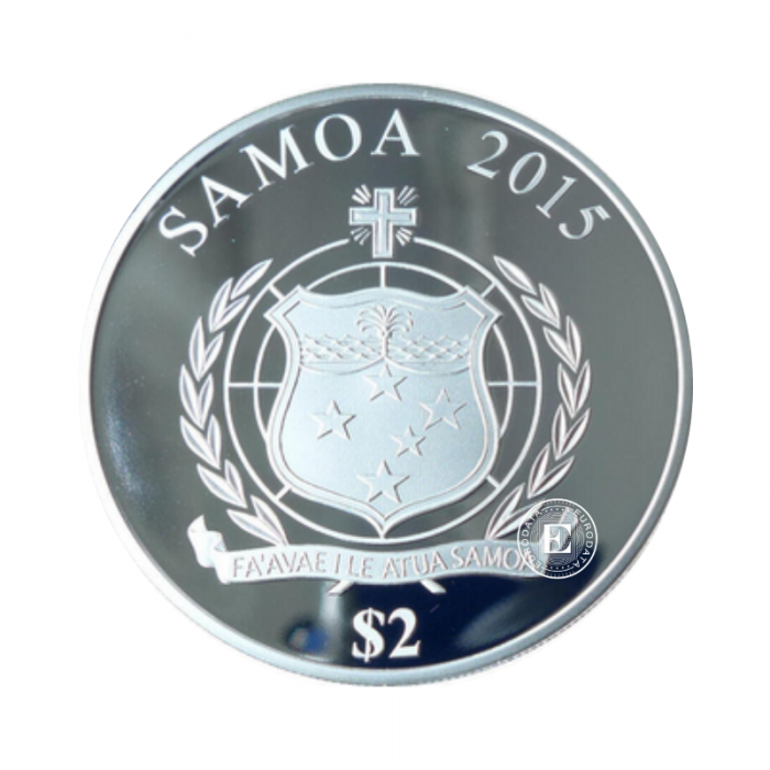 2 dolerių (20 g) sidabrinė PROOF moneta Olimpinės žaidynės - Deglas , Samoa 2015