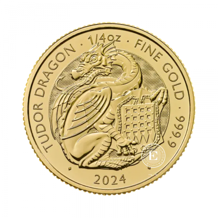 1/4 oz (7.78 g) Goldmünze The Royal Tudor Beasts – Dragon, Großbritannien, 2024