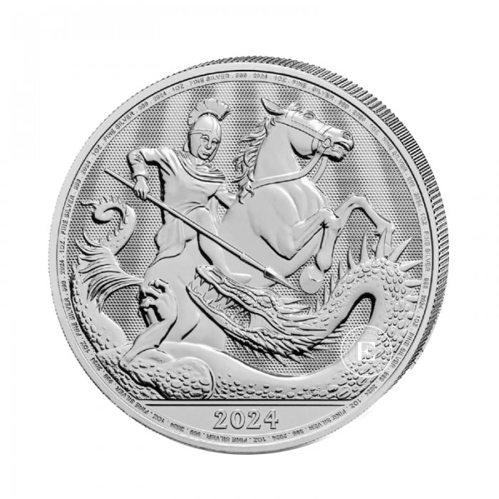 1 oz (31.10 g) pièce d'argent St. George and the Dragon, Grande-Bretagne 2024