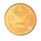10 frankų (3.22 g) auksinė moneta Helvetia, Šveicarija 1911-1922 