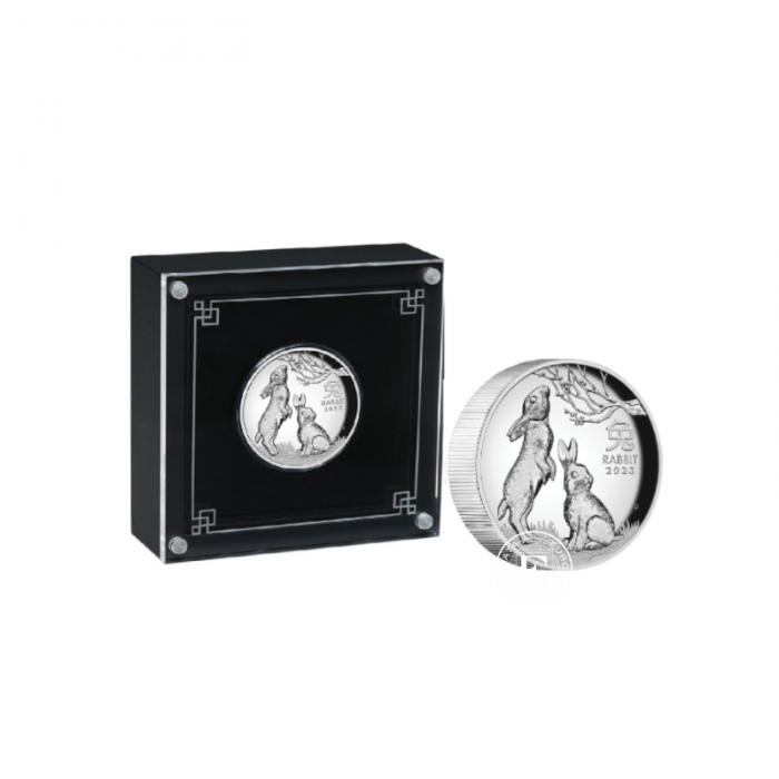 1 oz (31.10 g) pièce d'argent PROOF Lunar Year of the Rabbit, Australia 2023  (high relief)