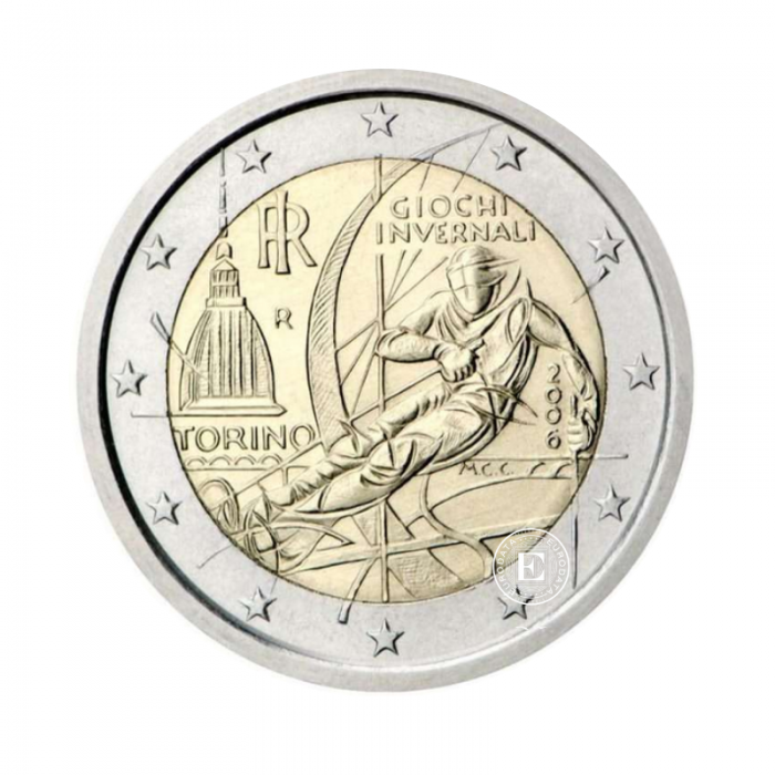 2 Eur moneta XX Žiemos Olimpinės žaidynės, Turinas, Italija 2006