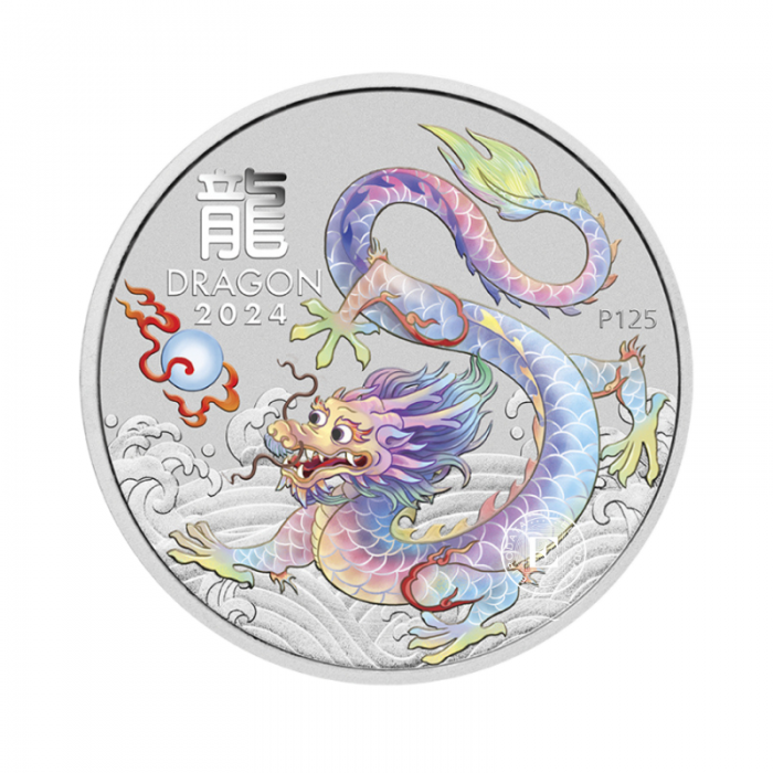 1/2 oz (15.55 g) silver colored coin Lunar III - Year of  Dragon, Australia 2024 (multicolored)