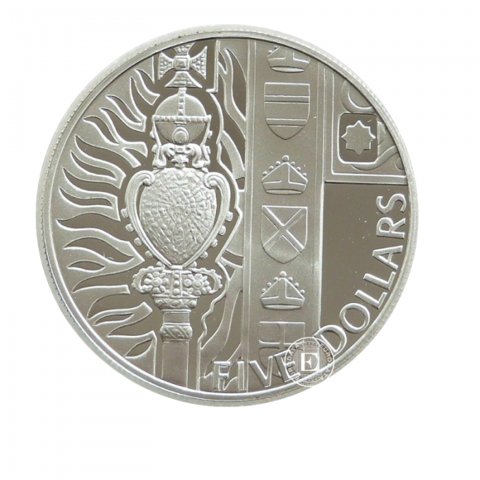 5 Eur (28.28 g) Silbermünze PROOF Queen Elizabeth II - Golden Jubilee, Neuseeland 2002 (teilweise vergoldet)