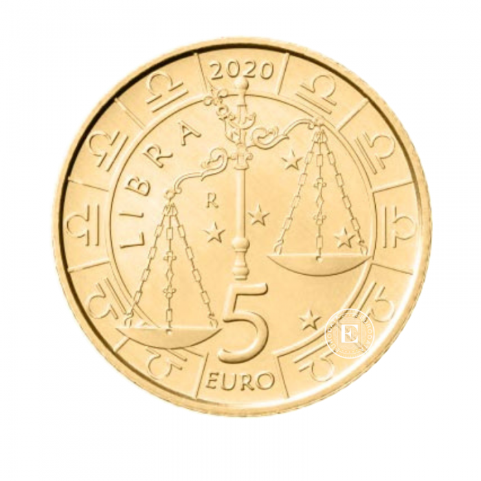 5 Eur moneta Zodiakas - Svarstyklės, San Marinas 2020