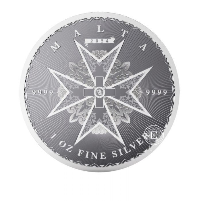 1 oz  sidabrinė moneta Maltos kryžius, Malta 2024 (Tūba)