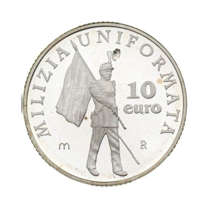 10 Eur (22 g) sidabrinė PROOF moneta Milizia Uniformata, San Marinas 2005