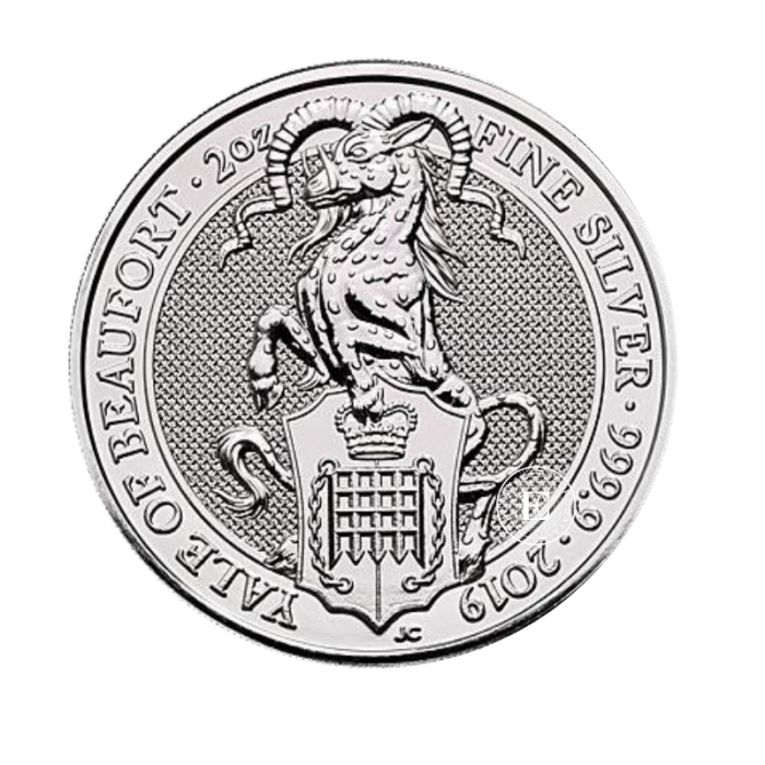 2 oz (62.20 g) silver coin Queen's Beasts  - Yale of Beaufort, Great Britain 2019 