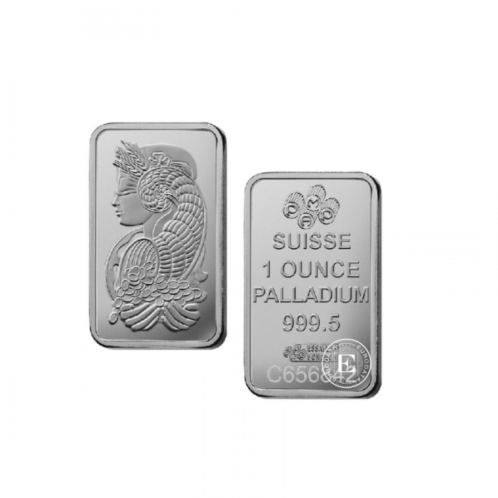 1 oz (31.10 g)  lingot de palladium Fortuna, PAMP 999.5