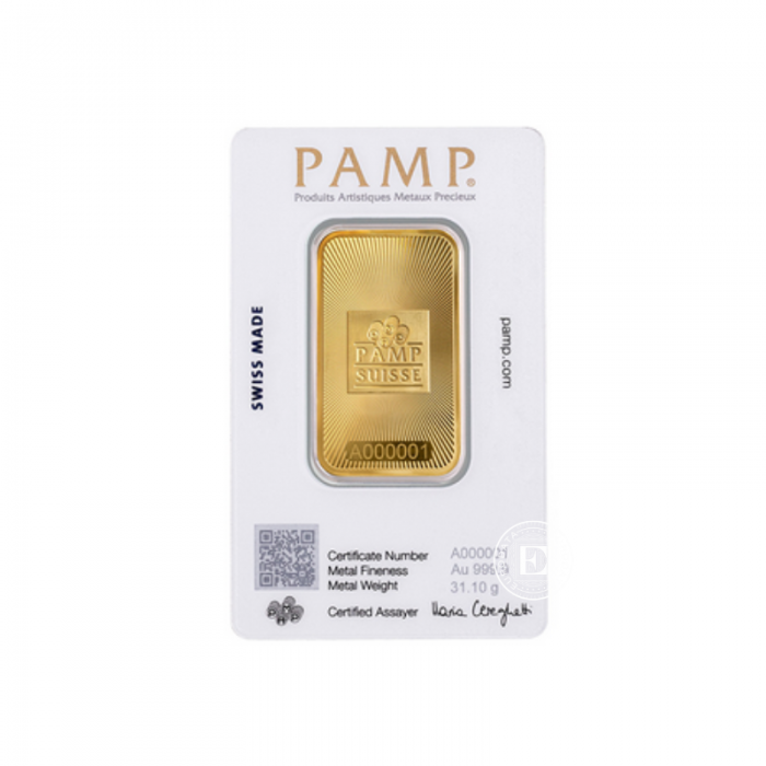 1 oz (31.10 g) investicinio aukso luitas, PAMP 999.9