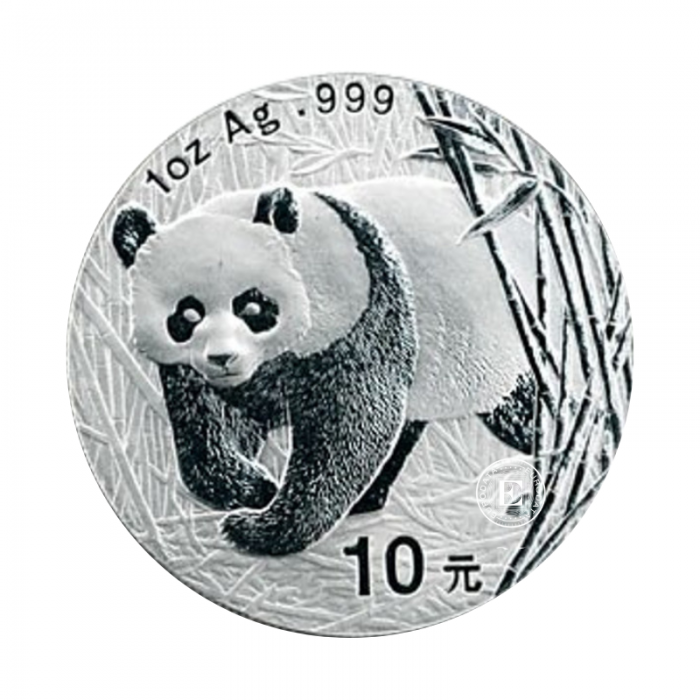 1 oz (31.10 g) srebrna moneta Panda, Chiny 2001