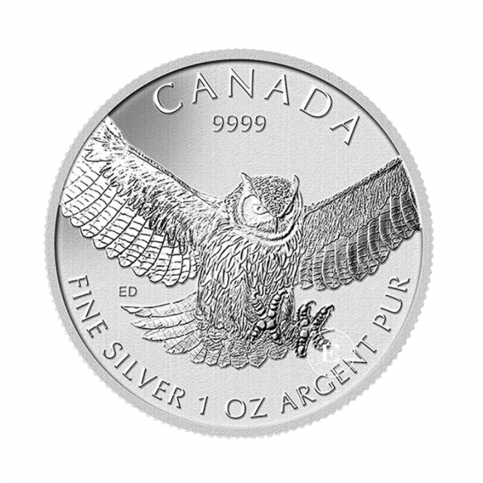 1 oz (31.10 g) srebrna moneta Birds of Prey - Great Horned Owl, Canada 2015