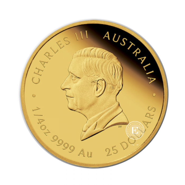 1/4 oz (7.78 g) auksinė PROOF moneta Lunar III -  Gyvatės metai, Australija 2025 (su sertifikatu)