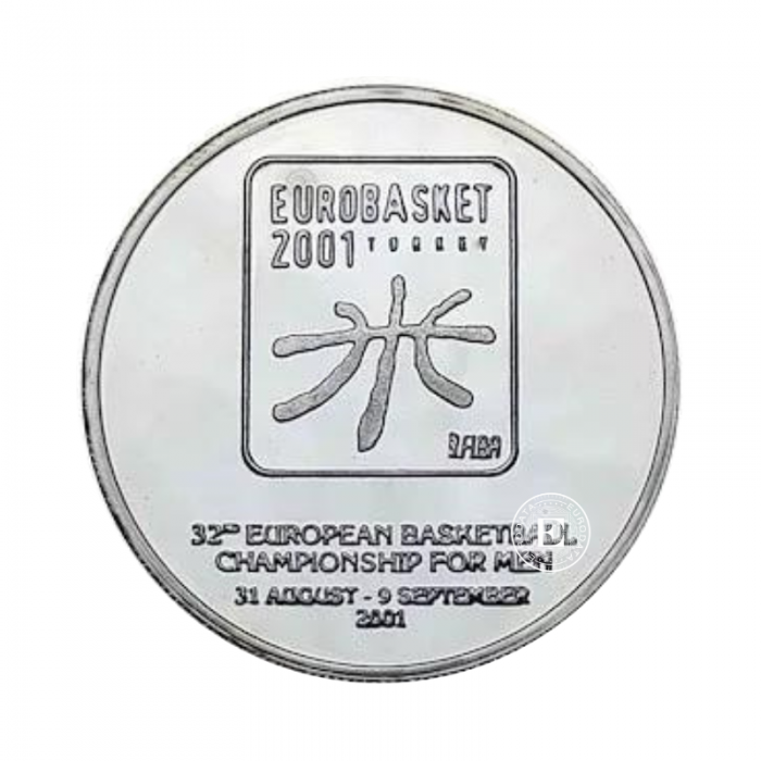 10000000 lirų (31.47 g) sidabrinė PROOF moneta Eurobasket Europos krepšinio taurė, Turkija 2001