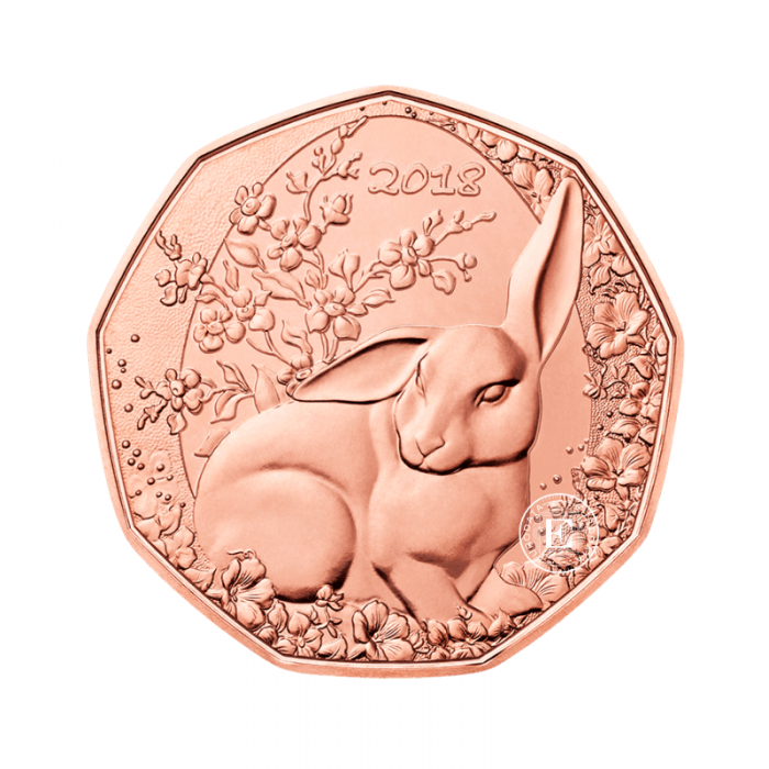 5 Eur varinė moneta Velykų kiškis, Austrija 2018