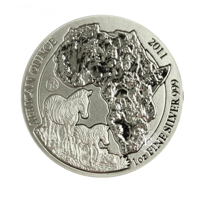 1 oz (31.10 g) sidabrinė moneta Zebras, Ruanda 2011