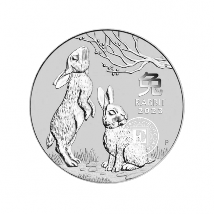 5 oz (155.50 g) silver coin Lunar III - Rabbit, Australia 2023