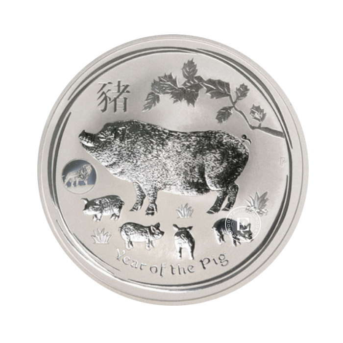 1 oz (31.10 g) pièce d'argent Lunar II - Year of the Pig, Australie 2019