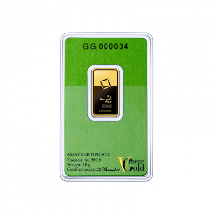 10 g investicinio aukso luitas Green Gold, Valcambi 999.9