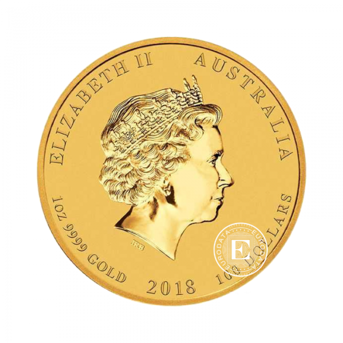 1 oz (31.10 g) auksinė moneta Lunar II Šuo, Australija 2018