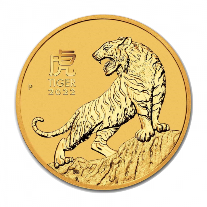 1/4 oz (7.78 g) auksinė moneta Tigro metai, Australija 2022