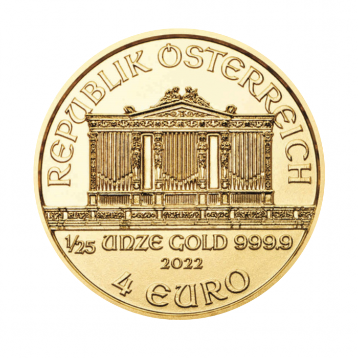1/25 oz (1.24 g) złota moneta Philharmoniker, Austria 2022